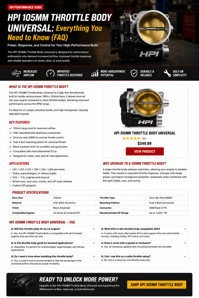 Hpi Guide HPI 105MM Throttle Body Universal | FAQ, Benefits & Performance Guide ...