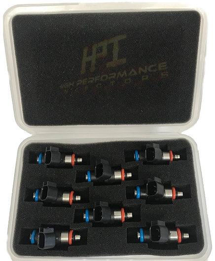 Fuel Injectors: Set of 8 LS3 / LS7 / LSA / EV14 / EV6 Style High Impedance HPI Injectors